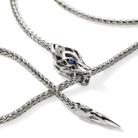 John Hardy Naga Adjustable Lariat Necklace with Sapphires in Sterling Silver