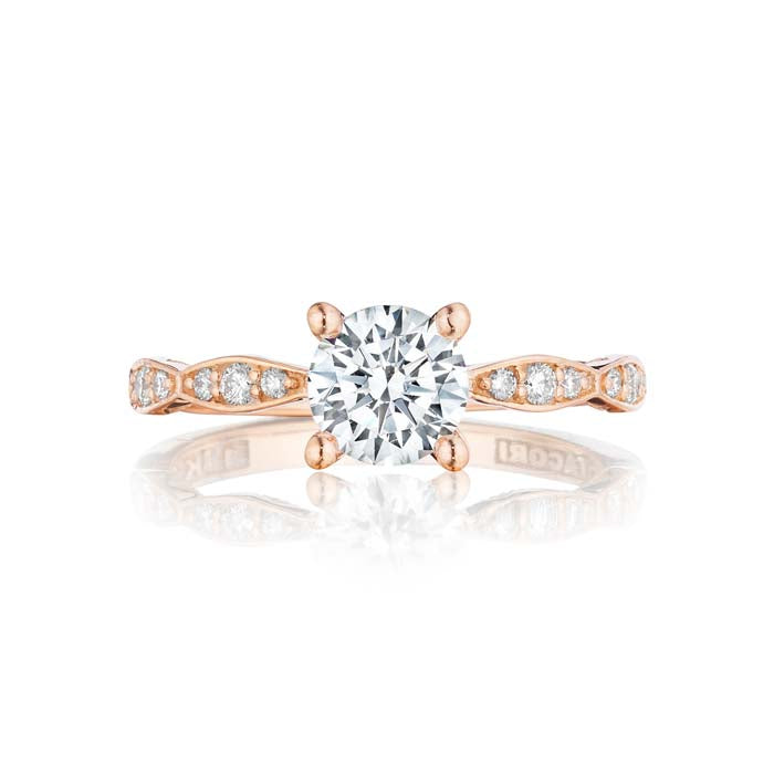 Tacori Sculpted Crescent Pretty in Pink Collection Engagement Ring Semi Mount 18K Rose Gold with Diamonds