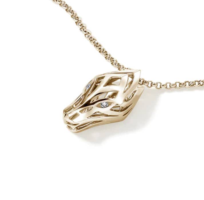 John Hardy Naga Pendant with Diamonds in 14K Yellow Gold