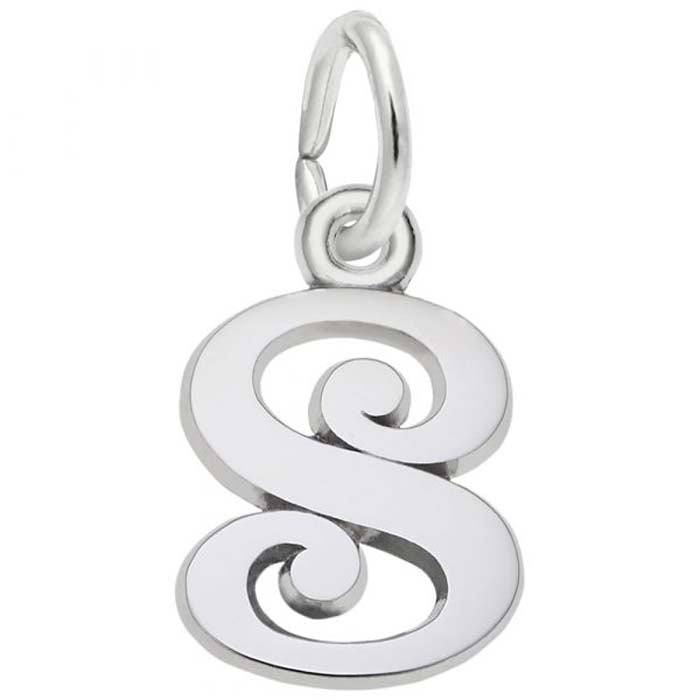 Rembrandt Curly Initial "S" Accent Charm in Sterling Silver