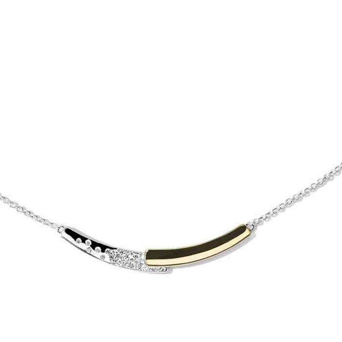 Ippolita Chimera Stardust Overlap Bar Necklace with Diamonds in Sterling Silver and Bonded 18K Yellow Gold