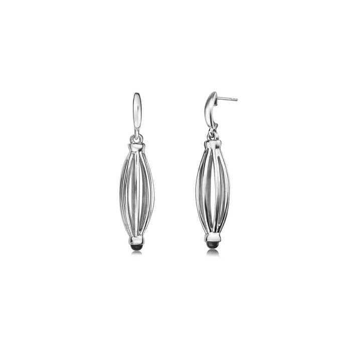 Charles Krypell Birdcage Earrings with Black Onyx in Sterling Silver