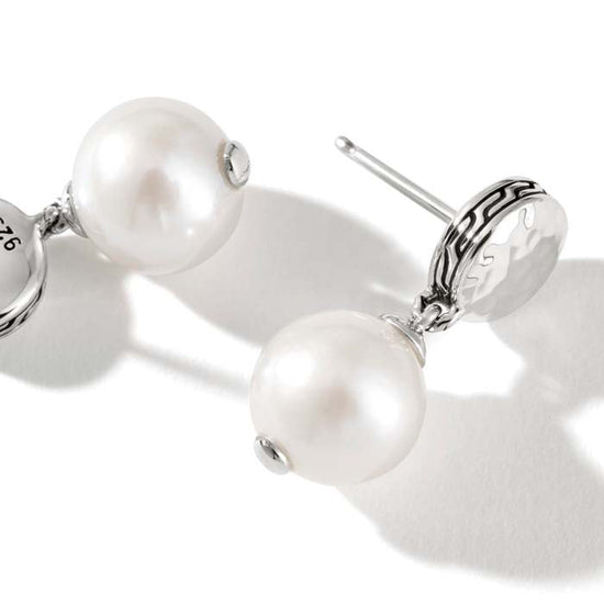 John Hardy Classic Chain Pearl Drop Earrings in Sterling Silver