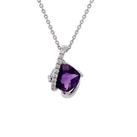 Mountz Collection Amethyst and Diamond Pendant in 14K White Gold