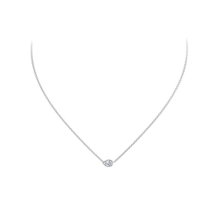 Natalie K Forevermark Pear Diamond Bezel 18K White Gold Pendant