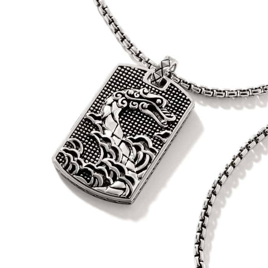 John Hardy Legends Naga Dog Tag Necklace in Sterling Silver