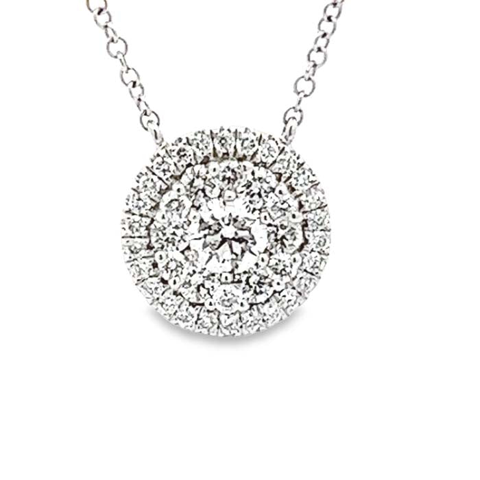 Mountz Collection 3/4CTW Double Halo Diamond Pendant in 14K White Gold