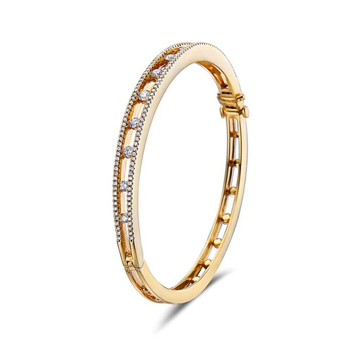 Charles Krypell Diamond Air Oval Bangle Bracelet in 18K Yellow Gold