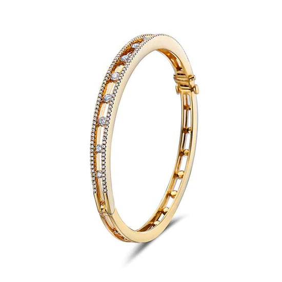 Charles Krypell Diamond Air Oval Bangle Bracelet in 18K Yellow Gold