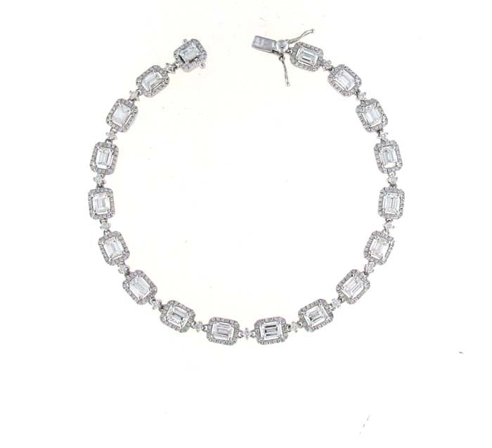 Roberto Coin 7" 5.75CTW Emerald-Cut Diamond Bracelet in 18K White Gold