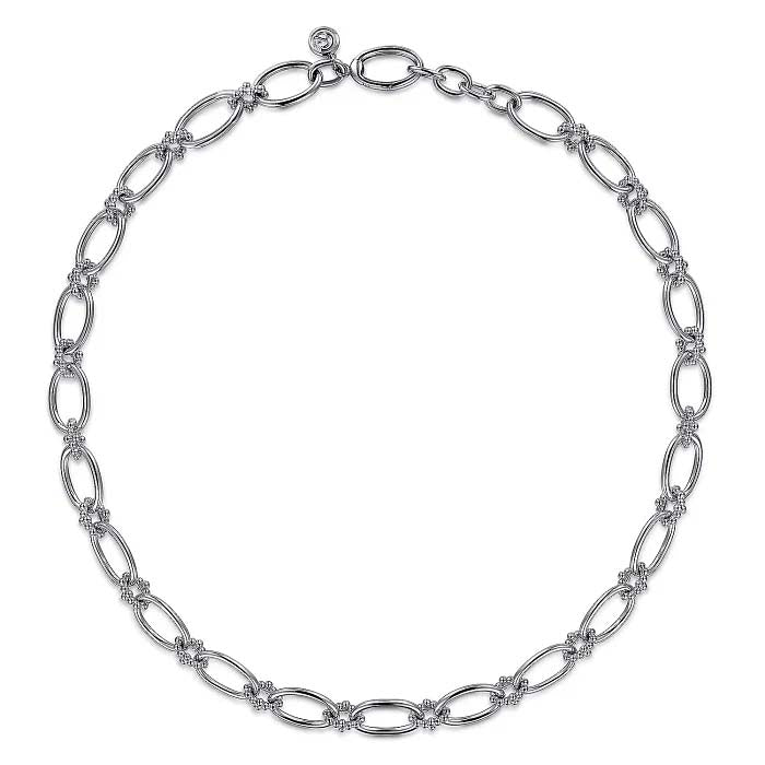 Gabriel & Co. 17" Oval Link Chain Necklace with Bujukan Connectors in Sterling Silver