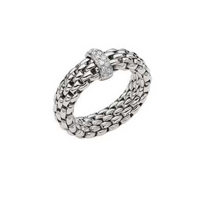 FOPE Vendome Collection Flex'it Ring with Diamonds in 18K White Gold