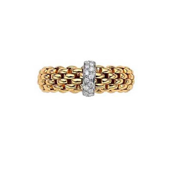 FOPE Vendome Collection Flex'it Ring with Diamonds in 18K Yellow and White Gold