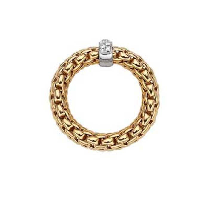 FOPE Vendome Collection Flex'it Ring with Diamonds in 18K Yellow and White Gold