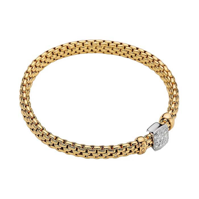 FOPE Vendome Collection Flex'it Bracelet with Diamonds in 18K Yellow and White Gold