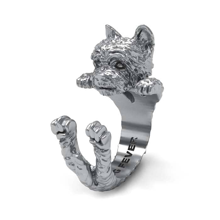 Dog Fever Yorkshire Terrier Hug Ring, Sterling Silver