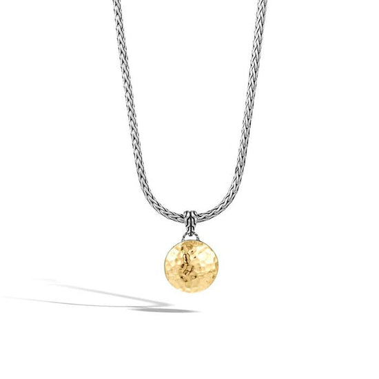 John Hardy Dot Collection Sterling Silver and 18K Yellow Gold Disk Pendant on Classic Chain Necklace