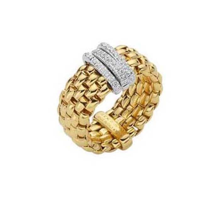 FOPE Panorama Collection Flex'it Ring with Diamonds in 18K Yellow and White Gold