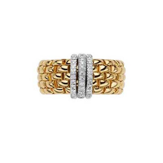 FOPE Panorama Collection Flex'it Ring with Diamonds in 18K Yellow and White Gold