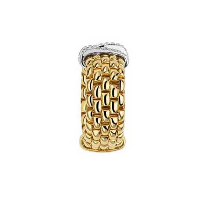 FOPE Panorama Collection Flex'it Ring with Diamonds in 18K Yellow and White Gold