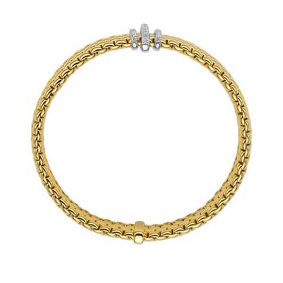 FOPE Panorama Collection Flex'it Bracelet with Diamonds in 18K Yellow and White Gold