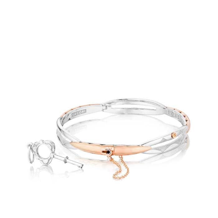 Tacori Promise Collection Bangle Sterling Silver and 18K Rose Gold Bra Mountz Jewelers