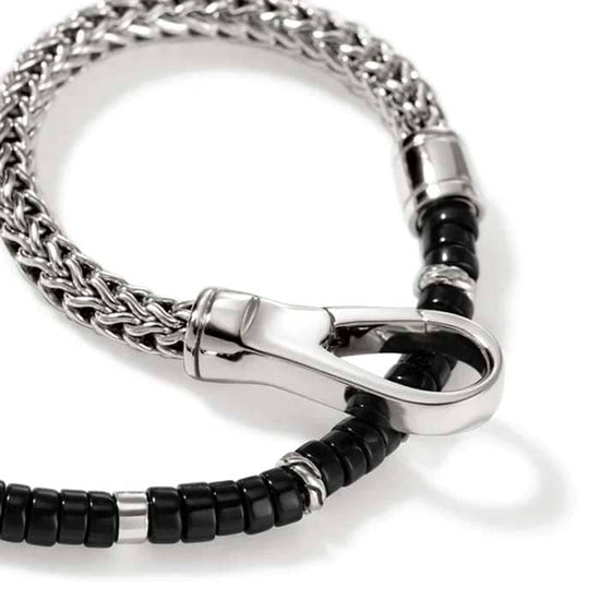 John Hardy 4MM Black Onyx Heishi Chain Bracelet in Sterling Silver