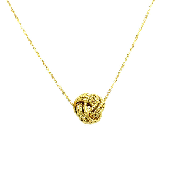 Estate Love Knot Pendant Necklace in 14K Yellow Gold