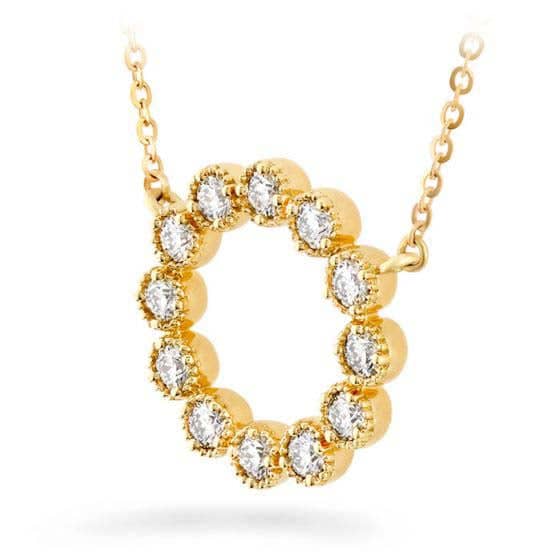 Hearts On Fire .34-.40CTW Liliana Milgrain Diamond Circle Pendant in 18K Yellow Gold