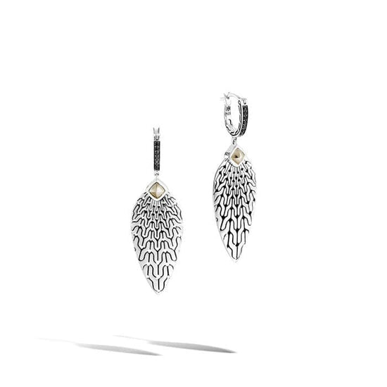 John Hardy Classic Chain Radial Motif Earrings with Pyrite in Sterling Silver