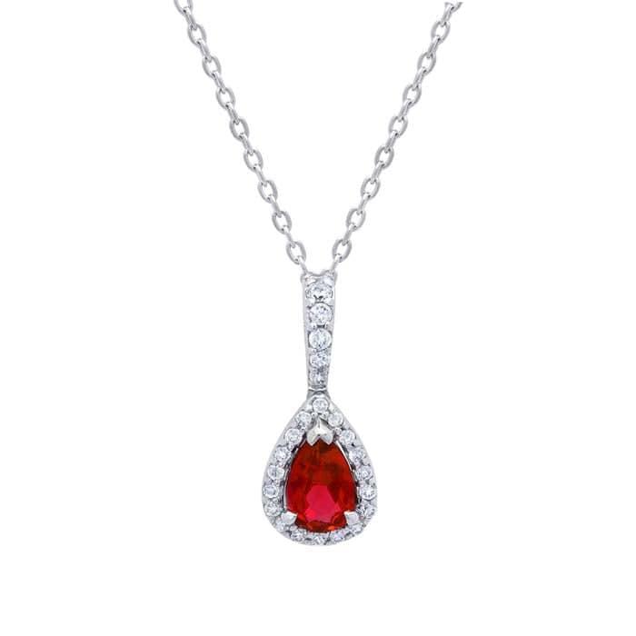 Fana Statement Ruby and Diamond Pendant in 14K White Gold