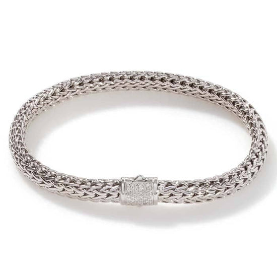 John Hardy Small Classic Chain Pavé Diamond Bracelet in Sterling Silver