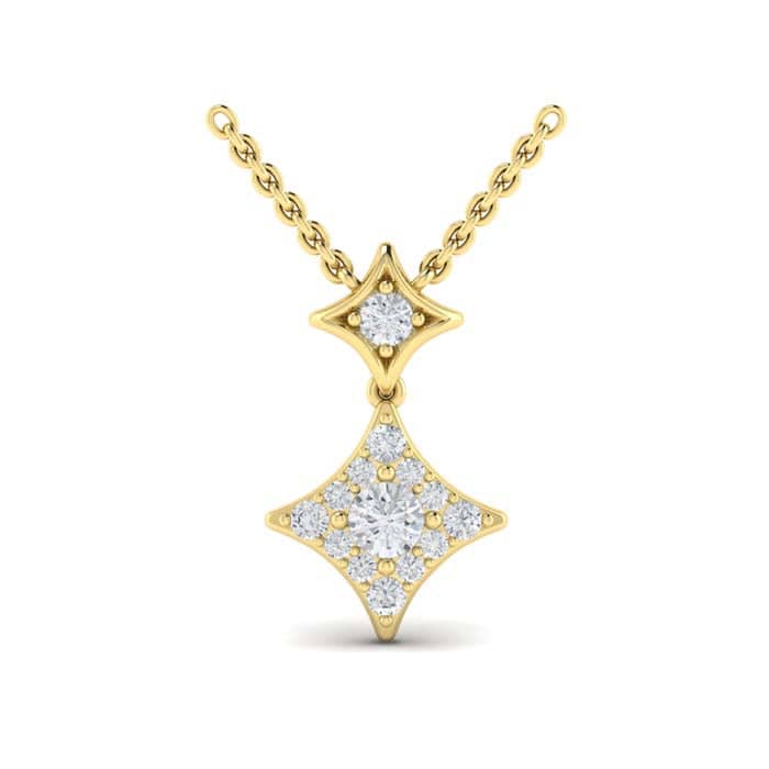 Vlora Diamond Double Drop "Estrella Collection" Pendant in 14K Yellow Gold