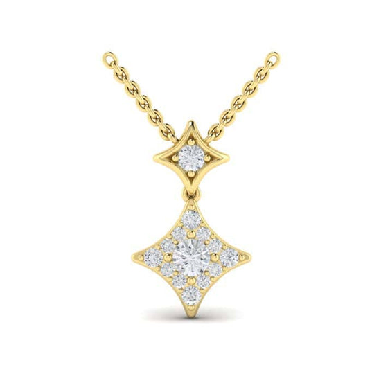 Vlora Diamond Double Drop "Estrella Collection" Pendant in 14K Yellow Gold