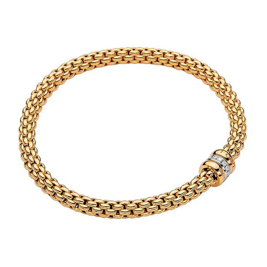 FOPE Solo Collection Flex'it Bracelet with Diamonds in 18K Yellow & White Gold