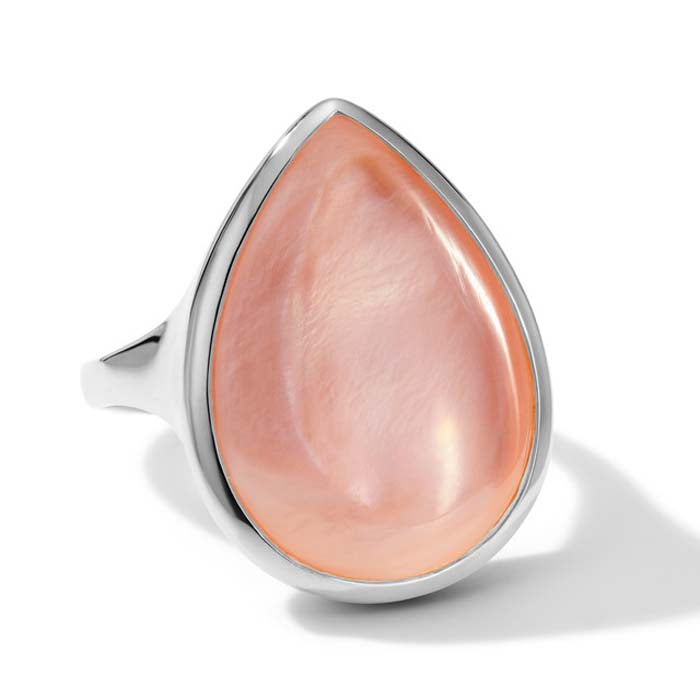 Ippolita Pink Shell Polished Rock Candy Sculptured Teardrop Ring in Sterling Silver