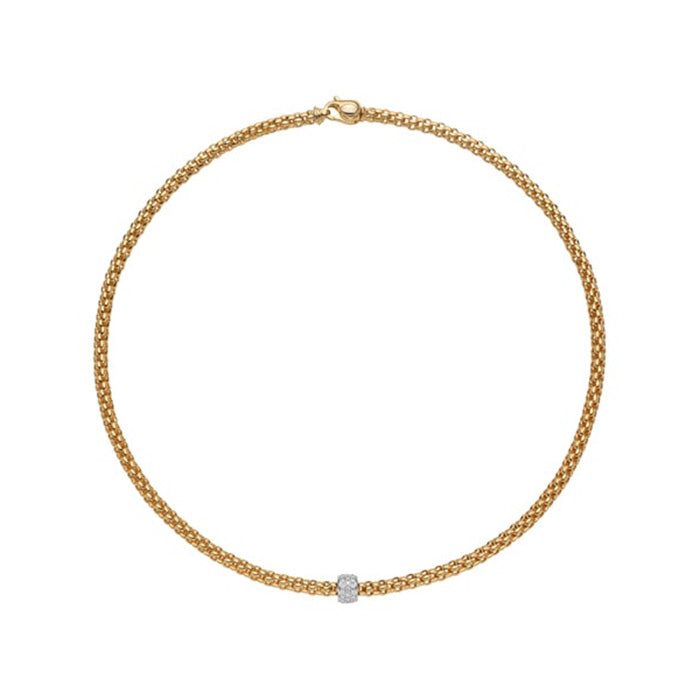 FOPE Solo Collection Flexible Rope Necklace with Diamonds in 18K Yellow & White Gold