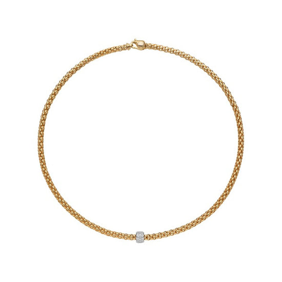 FOPE Solo Collection Flexible Rope Necklace with Diamonds in 18K Yellow & White Gold