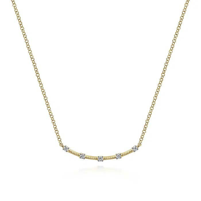 Gabriel & Co. Station Bar Necklace in 14K Yellow Gold