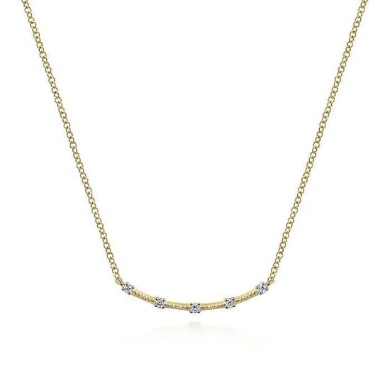 Gabriel & Co. Station Bar Necklace in 14K Yellow Gold