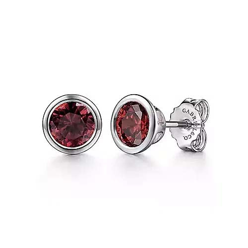 Gabriel & Co. Garnet Stud Earrings in Sterling Silver