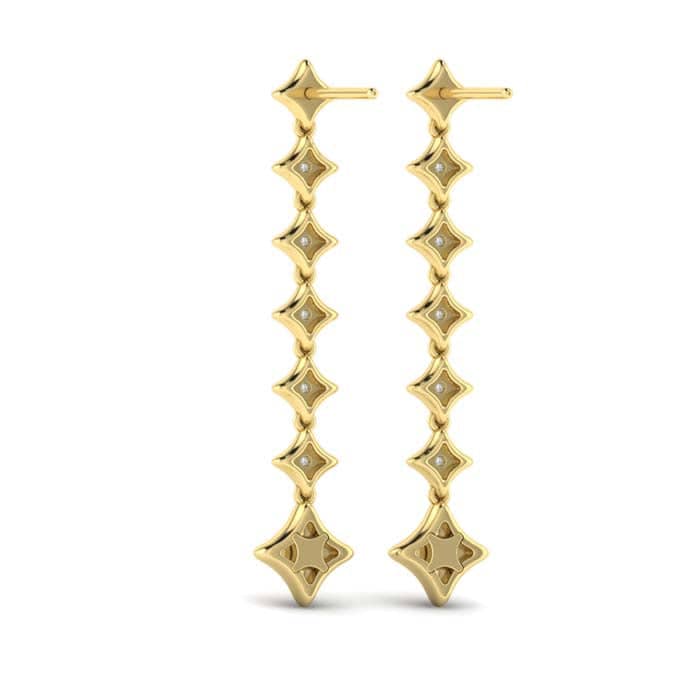 Vlora "Estrella Collection" Diamond Vlora Star Long Drop Earrings in 14K Yellow Gold