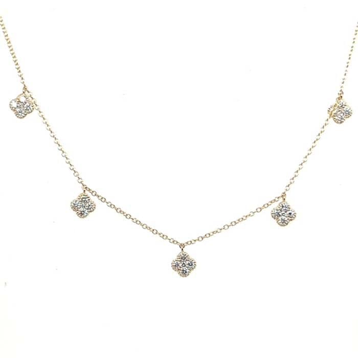 Mountz Collection .61-.66CTW Clover Cluster Drop Necklace in 14K Yellow Gold