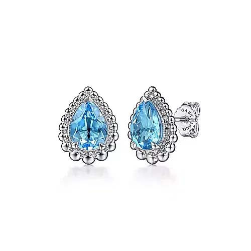 Gabriel & Co. Bujukan Swiss Blue Topaz Stud Earrings in Sterling Silver