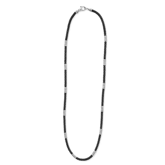 LAGOS Black Caviar Silver Station Ceramic Beaded Necklace in Sterling Silver