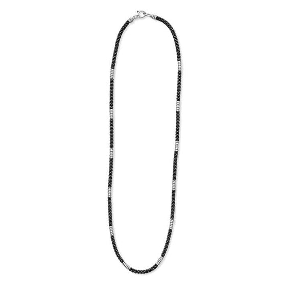 LAGOS Black Caviar Silver Station Ceramic Beaded Necklace in Sterling Silver