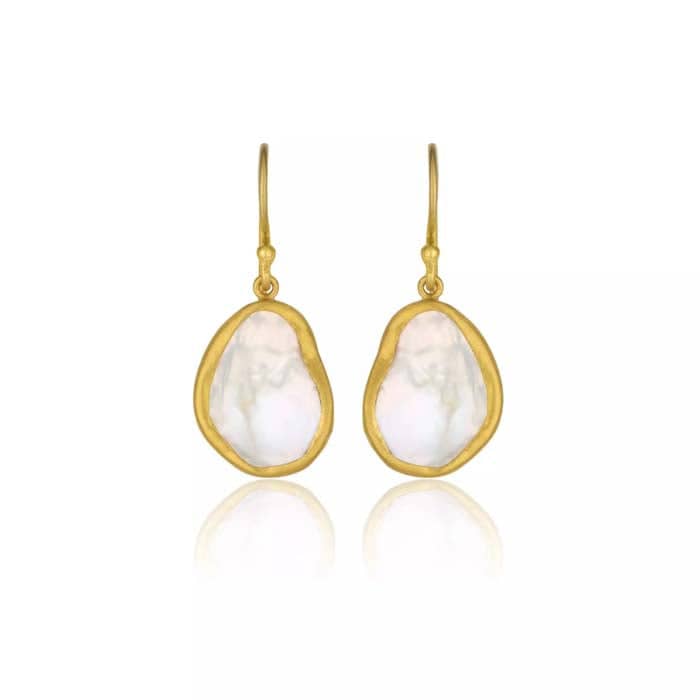 Lika Behar Karin Keshi Pearl Drop Earrings in 24K Yellow Gold