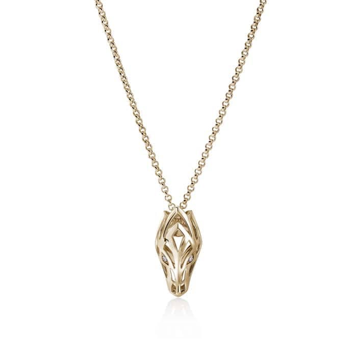 John Hardy Naga Pendant with Diamonds in 14K Yellow Gold