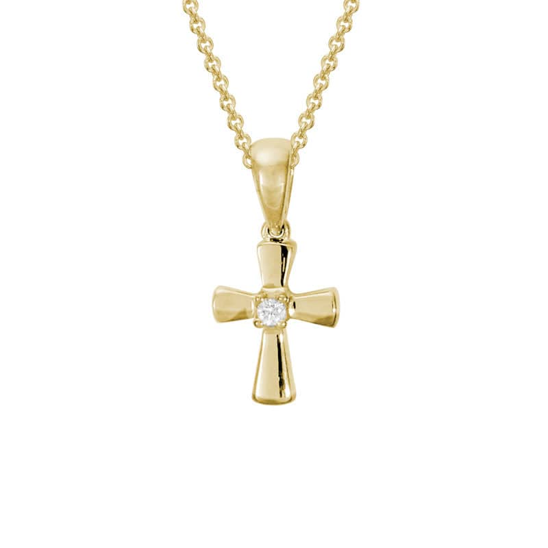 Mountz Collection Cross Pendant with Diamond in 14K Yellow Gold