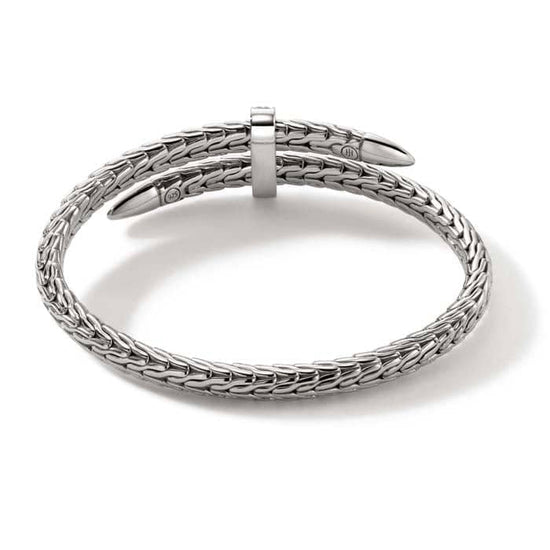 John Hardy Spear Diamond Pavé Flex Cuff in Sterling Silver - Size Medium